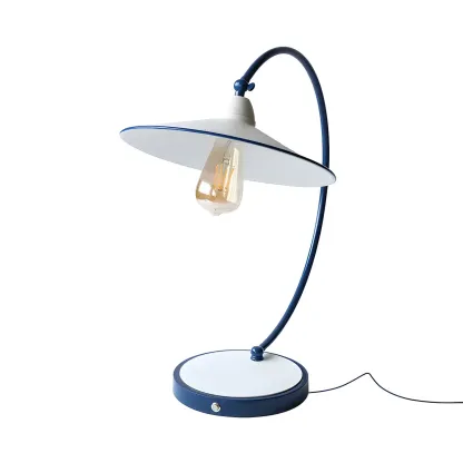 Contemporary Iron Arc Table Lamp in White for Living Room Image - 7