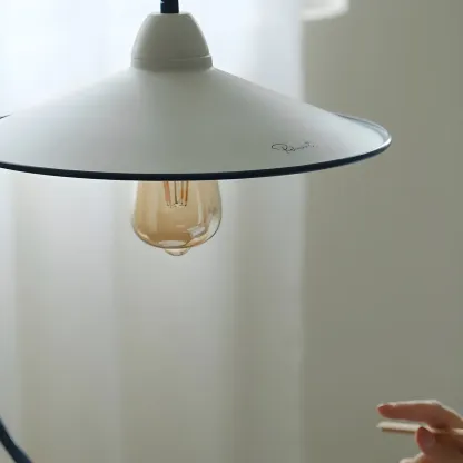 Contemporary Iron Arc Table Lamp in White for Living Room Image - 9