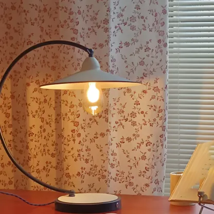 Contemporary Iron Arc Table Lamp in White for Living Room Image - 2