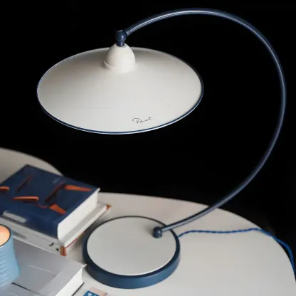 Contemporary Iron Arc Table Lamp in White for Living Room Image - 14