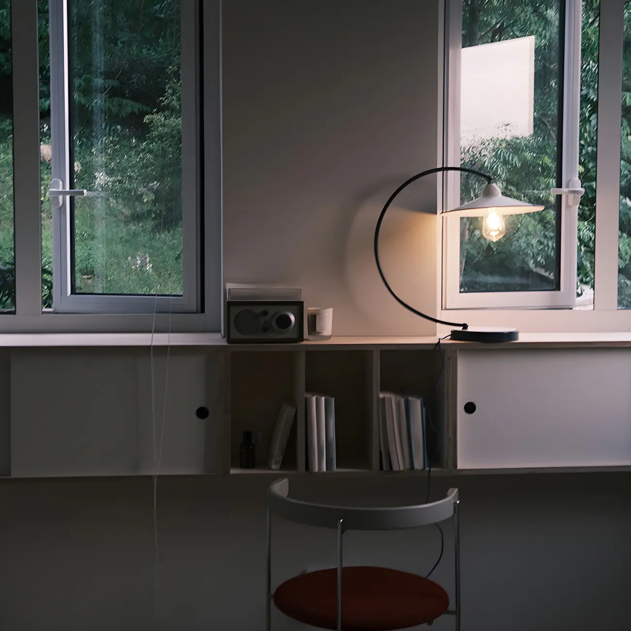 Contemporary Iron Arc Table Lamp in White for Living Room Image - 15 | homeyfad