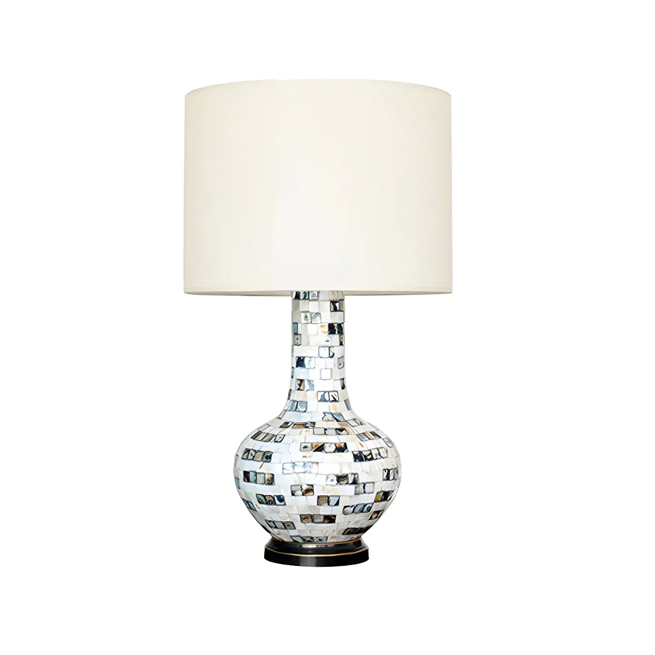 Scandinavian Shell Mosaic Table Lamp in White for Home Image - 2 | homeyfad