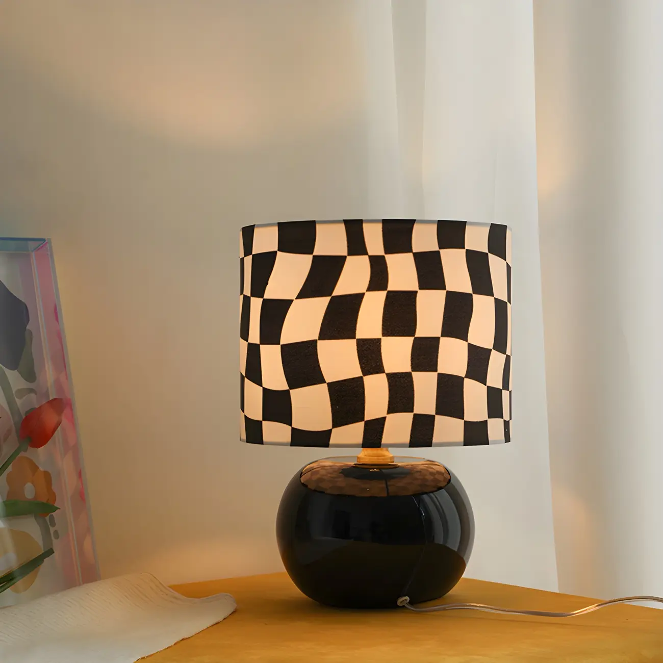 Fashionable Checkered Mosaic Table Lamp for Living Room Image - 1 | homeyfad