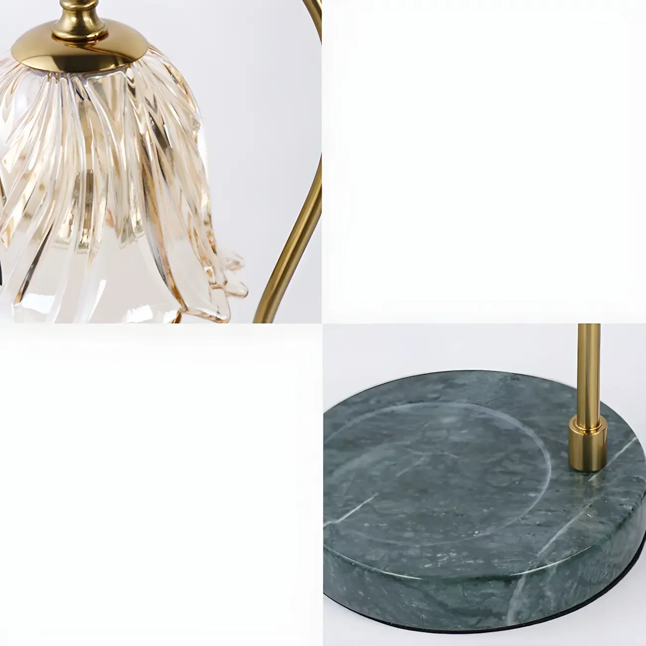 Elegant Glass Floral Bedside Lamp with Cup Holder Base Image - 10