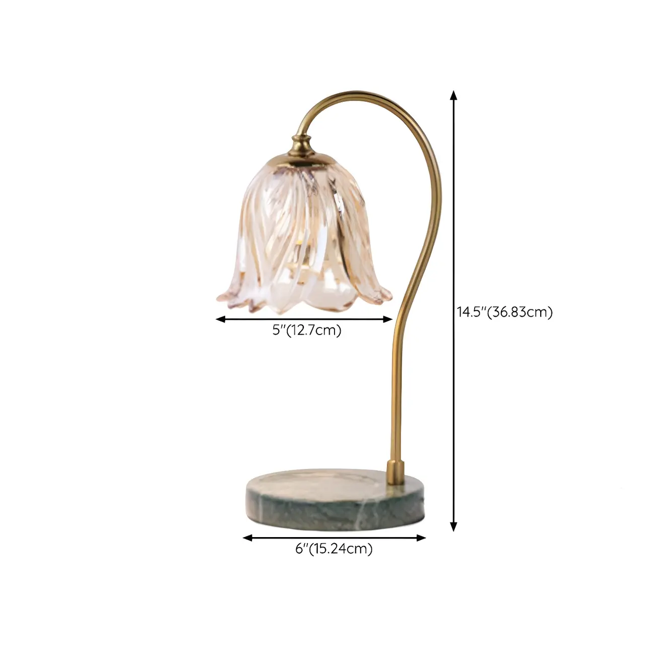 Elegant Glass Floral Bedside Lamp with Cup Holder Base #size | homeyfad