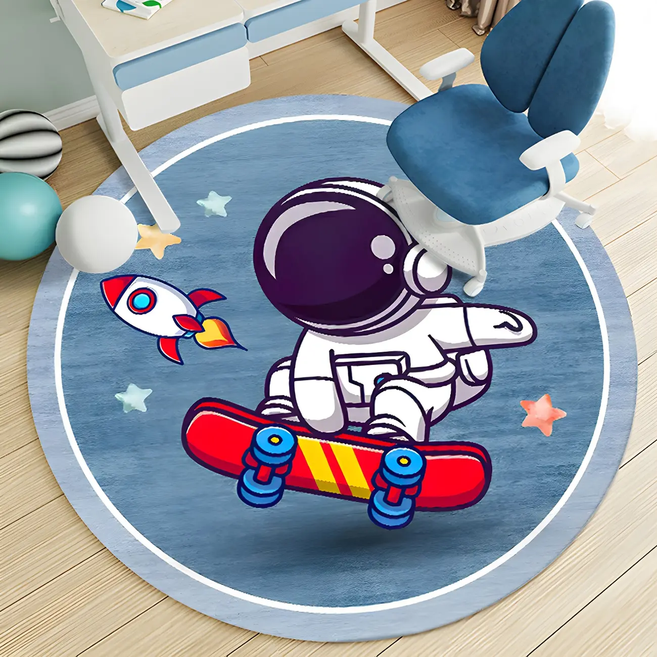 Kids Polyester Astronomy Pattern Area Rug Image - 1 | homeyfad