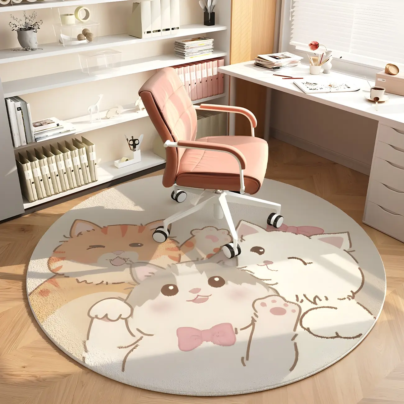 Kids	Imitation Wool Animal Print Round Area Rug Image - 2 | homeyfad