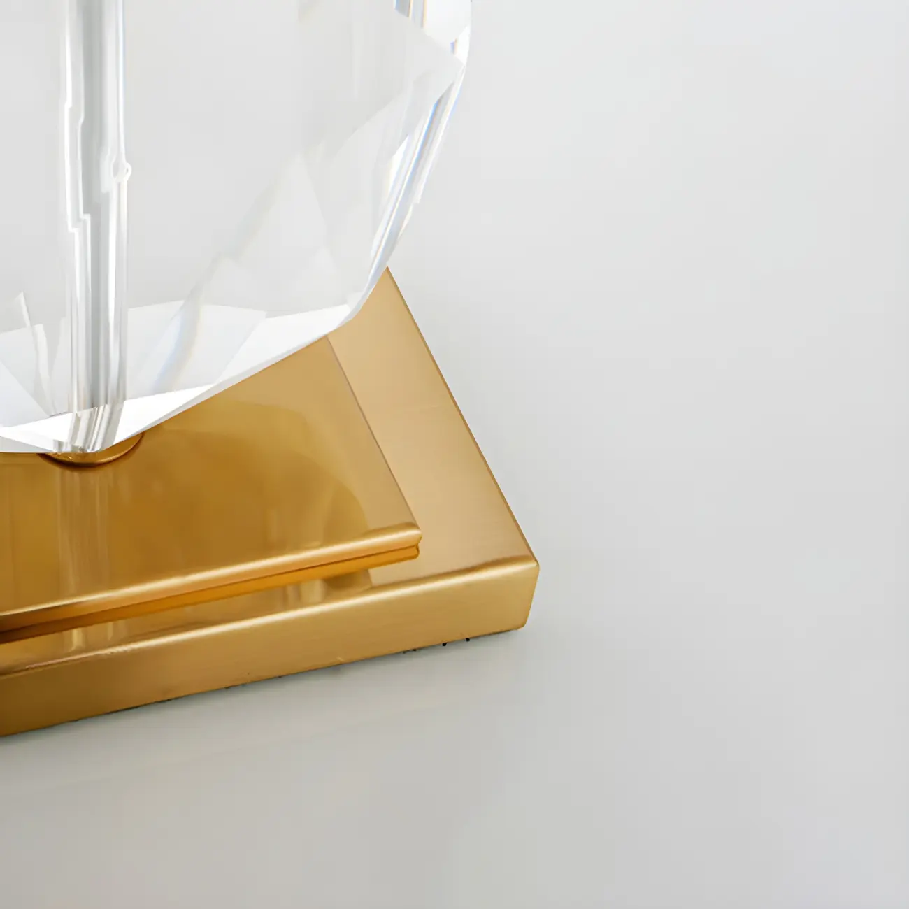 Luxury Crystal Bedside Lamp Beige Rectangle Shade Image - 4 | homeyfad