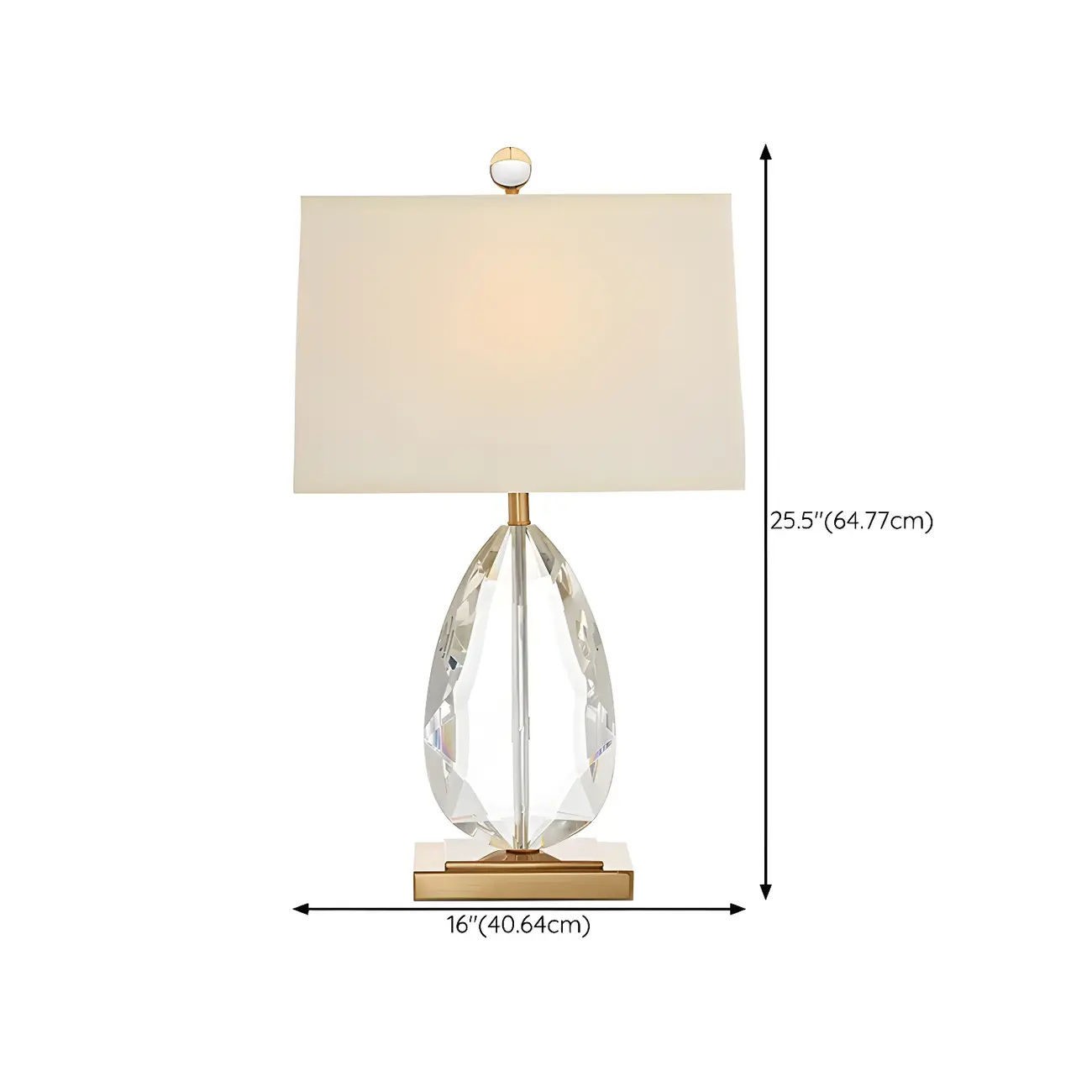 Luxury Crystal Bedside Lamp Beige Rectangle Shade Image - 12 | homeyfad