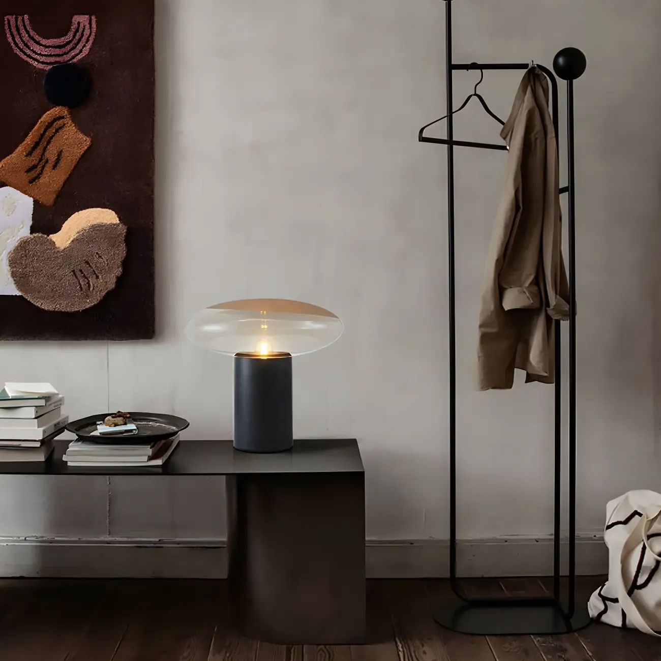 Modern Black Metal Clear Glass Table Lamp for Living Room Image - 2