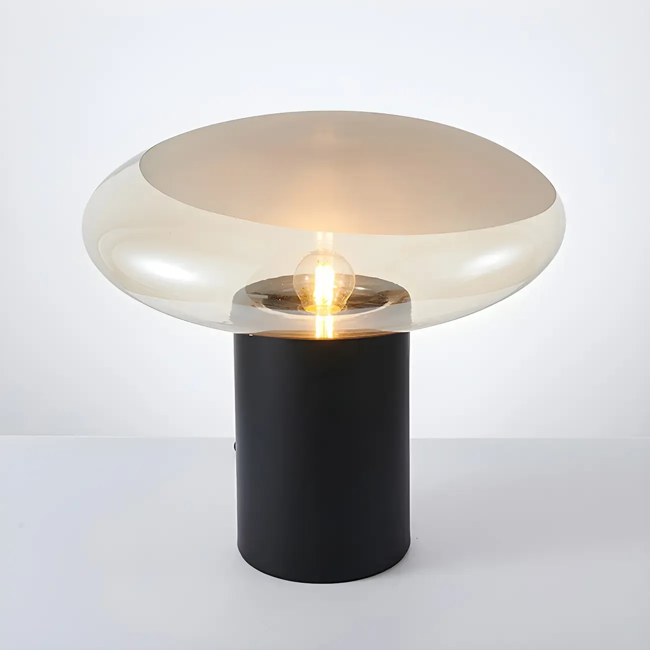 Modern Black Metal Clear Glass Table Lamp for Living Room Image - 4