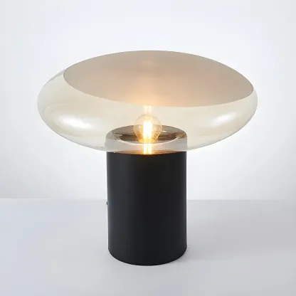 Modern Black Metal Clear Glass Table Lamp for Living Room Image - 4