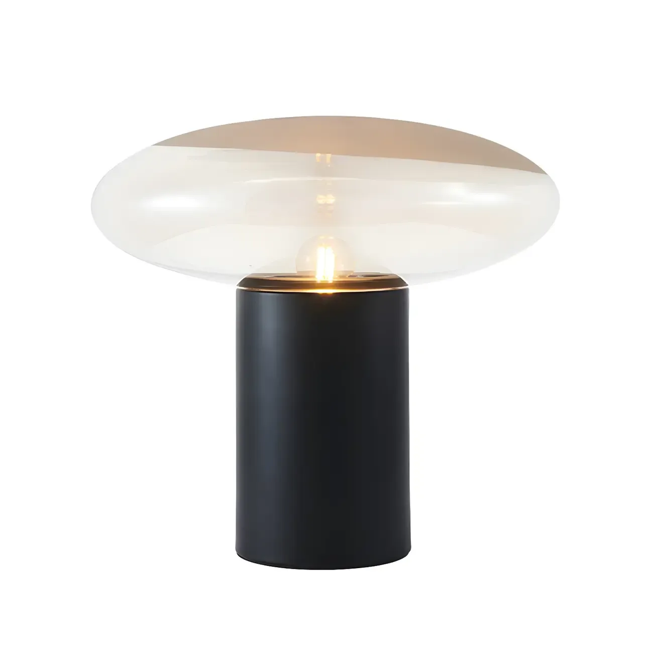 Modern Black Metal Clear Glass Table Lamp for Living Room Image - 5