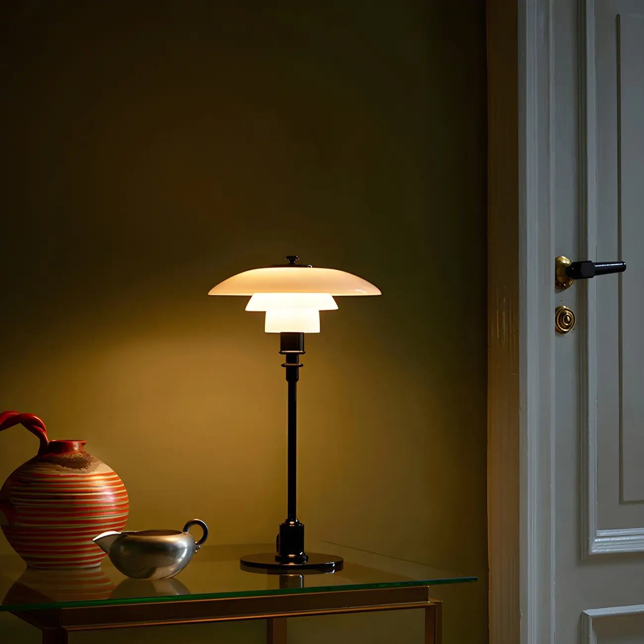 Modern White Glass Cone Table Lamp for Residential Image - 1 | homeyfad