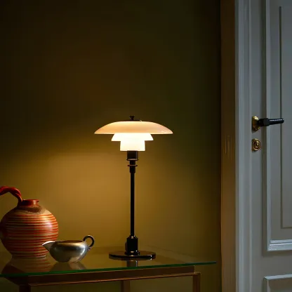 Modern White Glass Cone Table Lamp for Residential Image - 1