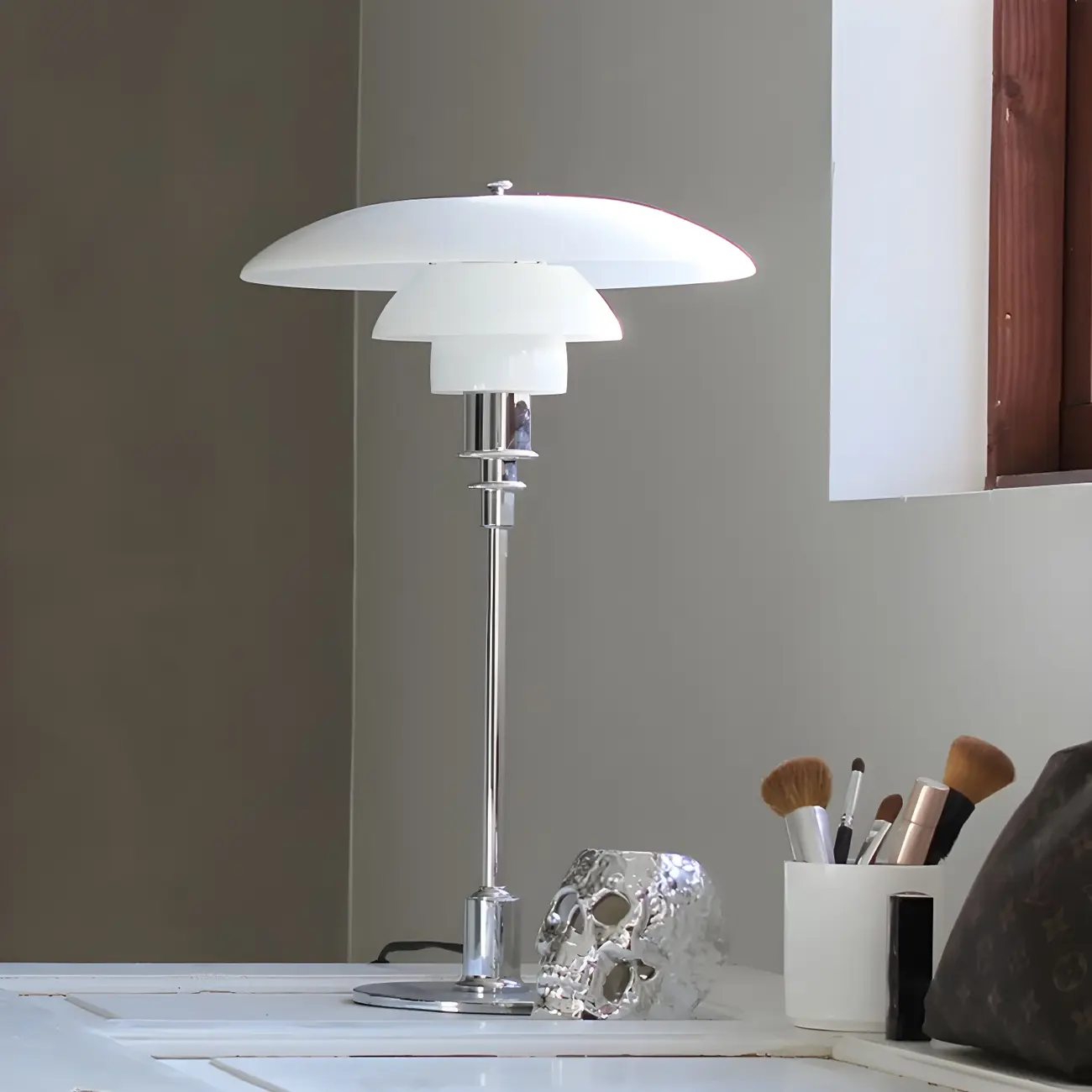 Modern White Glass Cone Table Lamp for Residential Image - 2 | homeyfad