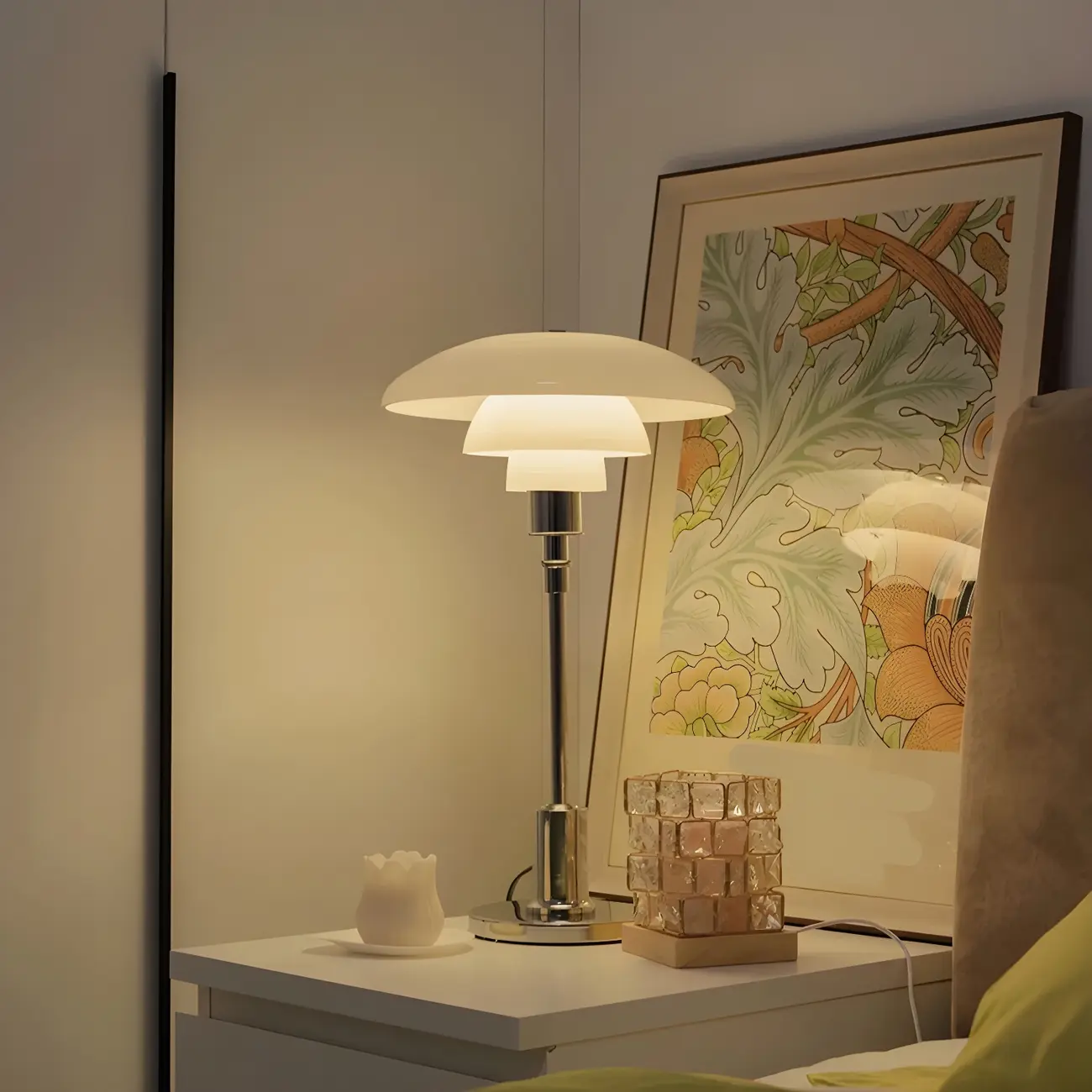 Modern White Glass Cone Table Lamp for Residential Image - 5 | homeyfad