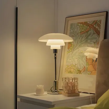 Modern White Glass Cone Table Lamp for Residential Image - 5