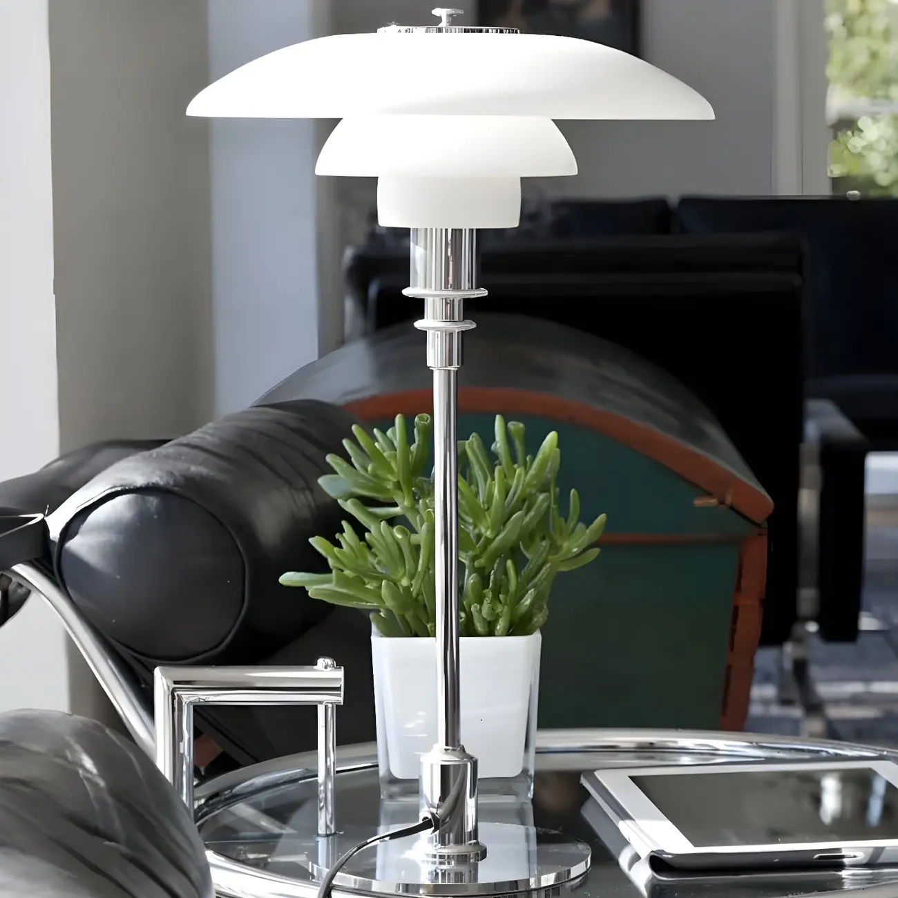 Modern White Glass Cone Table Lamp for Residential Image - 9 | homeyfad