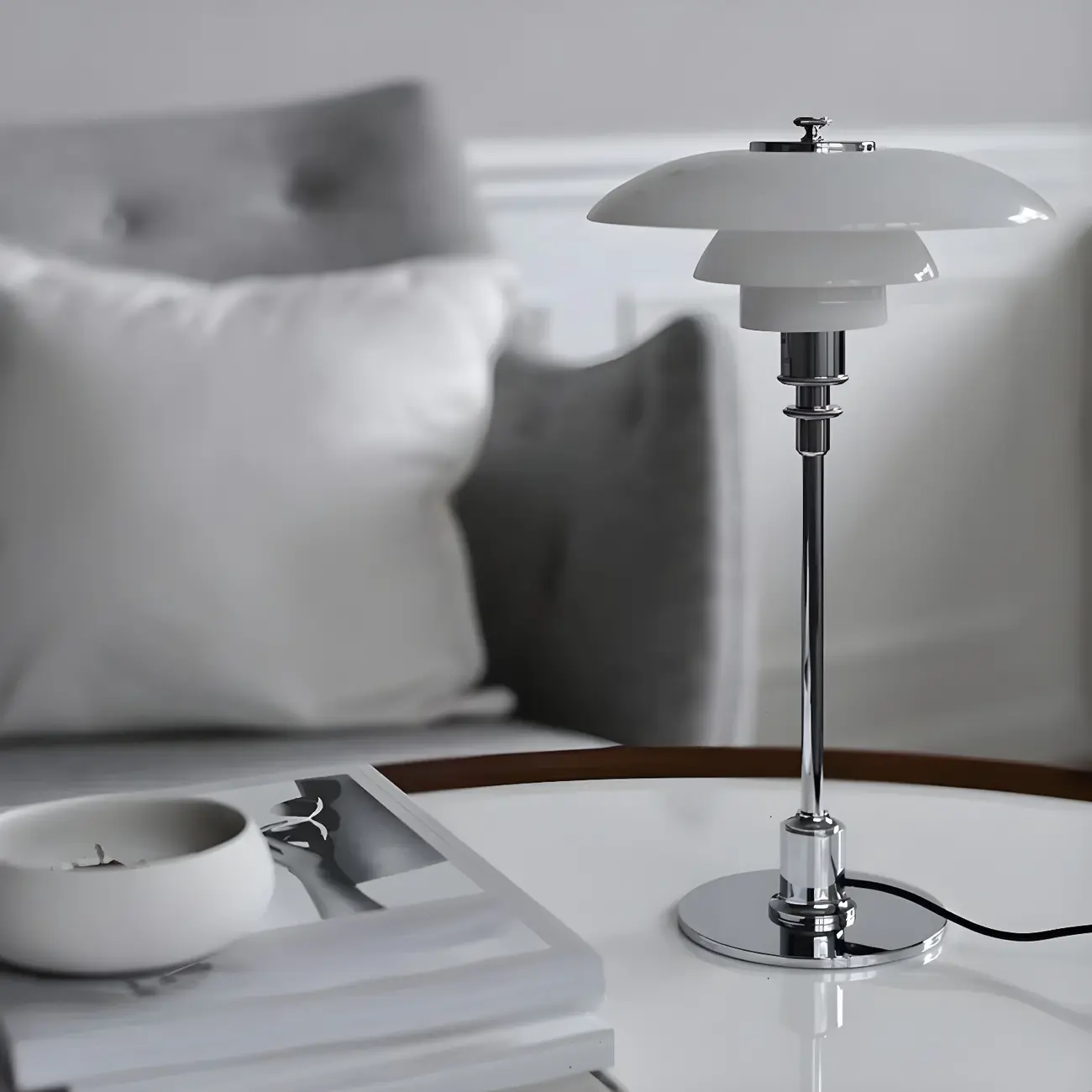Modern White Glass Cone Table Lamp for Residential Image - 12 | homeyfad