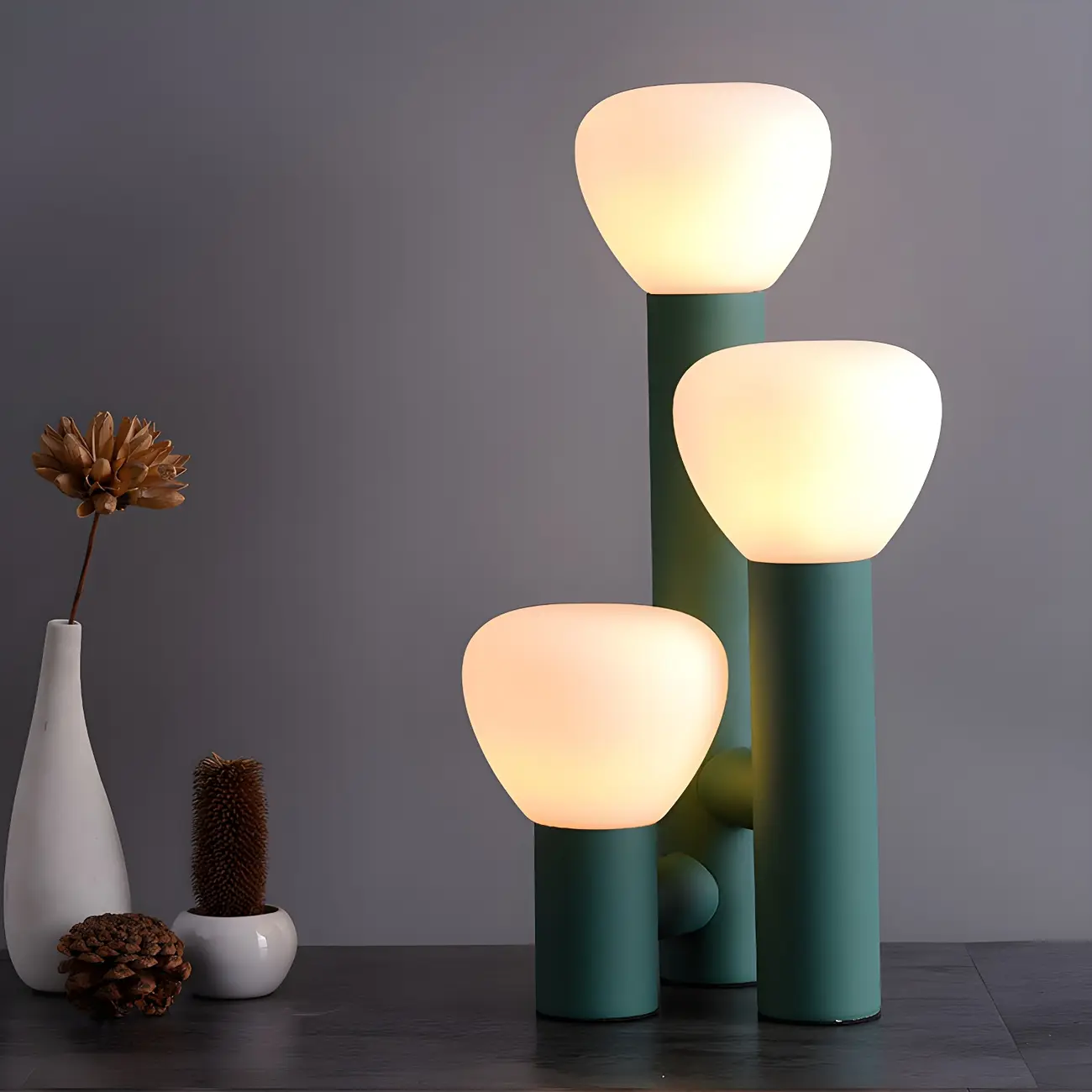 Modern Unique 3-Light Glass Table Lamp for Living Room Image - 2 | homeyfad