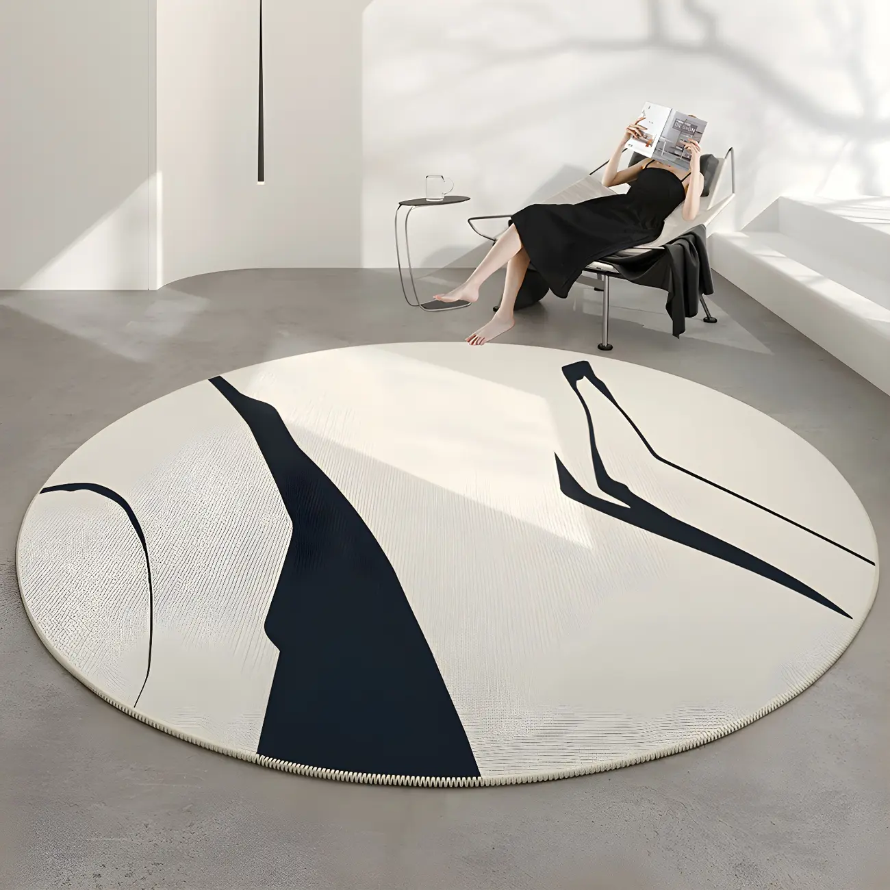 Indoor Polyester Round Area Rug with Abstract Pattern Image - 1 | homeyfad