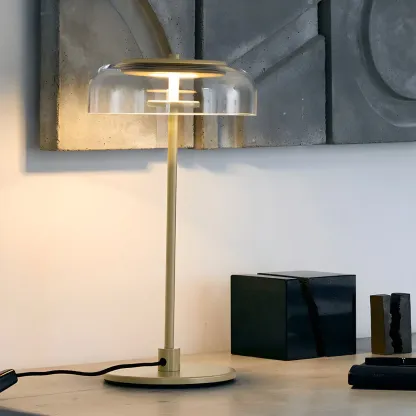 Simple Glass Dome Golden Table Lamp for Living Room Image - 1