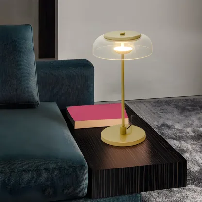 Simple Glass Dome Golden Table Lamp for Living Room Image - 4