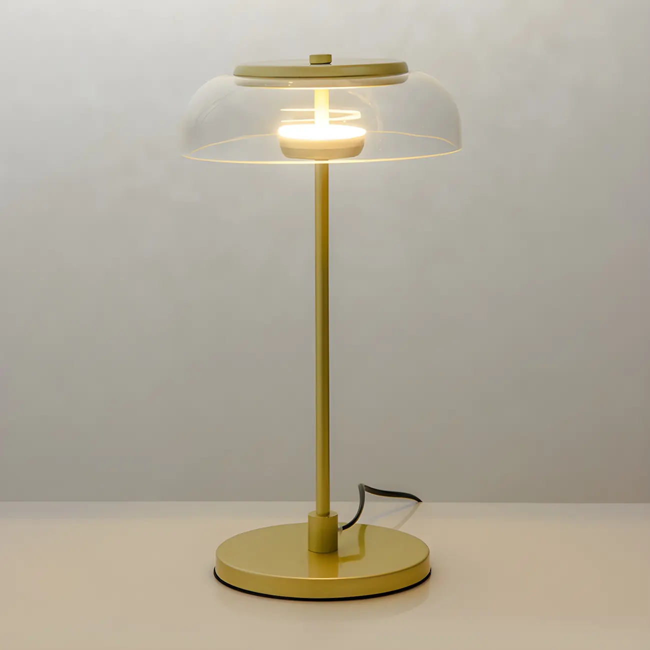 Simple Glass Dome Golden Table Lamp for Living Room Image - 6 | homeyfad