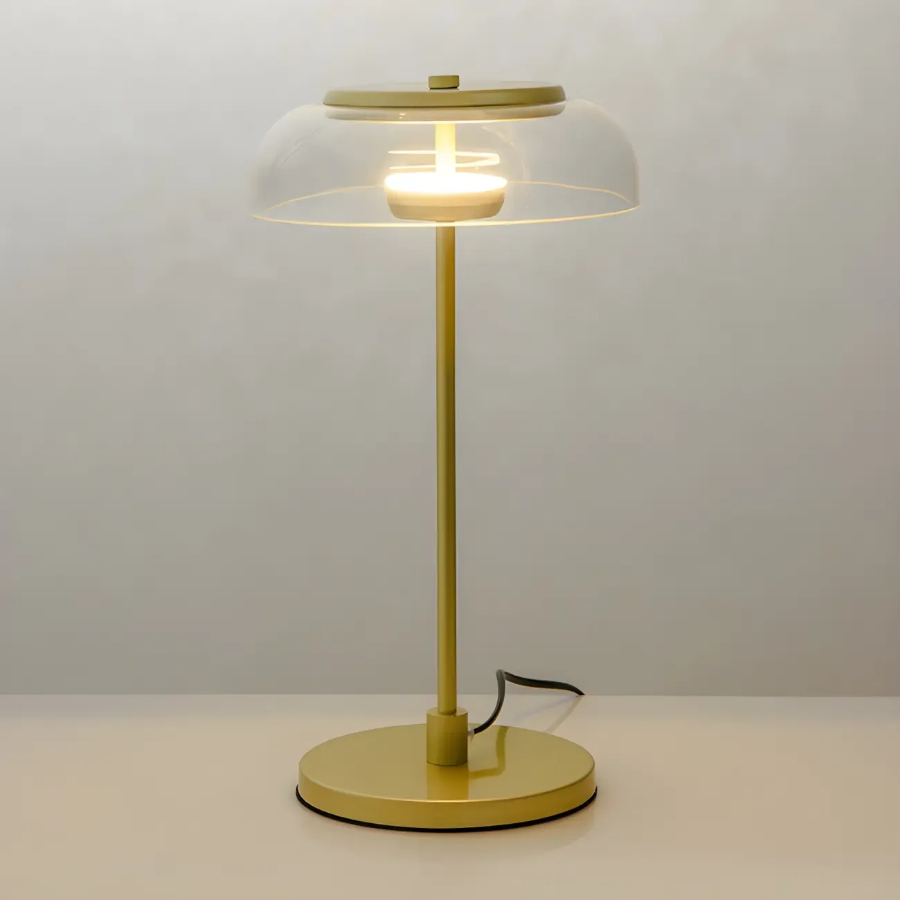 Simple Glass Dome Golden Table Lamp for Living Room Image - 6