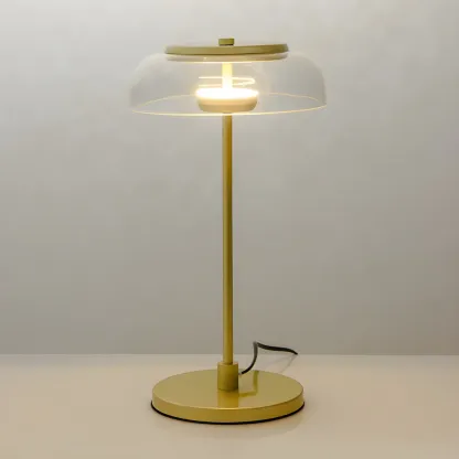 Simple Glass Dome Golden Table Lamp for Living Room Image - 6
