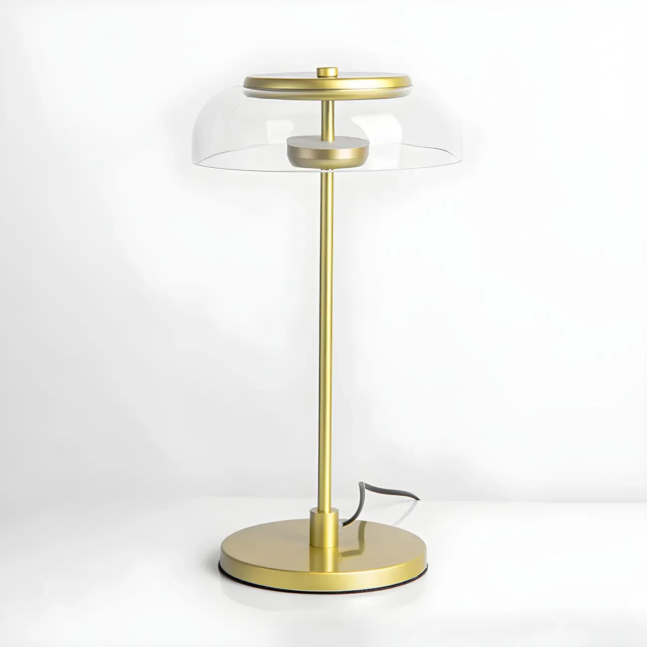 Simple Glass Dome Golden Table Lamp for Living Room Image - 7