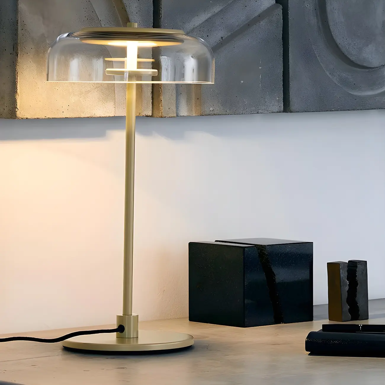 Simple Glass Dome Golden Table Lamp for Living Room Image - 12 | homeyfad