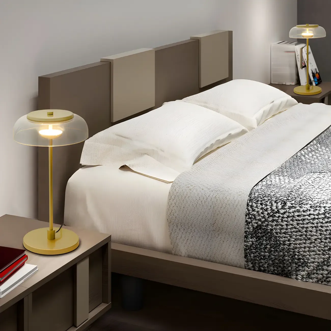 Simple Glass Dome Golden Table Lamp for Living Room Image - 13