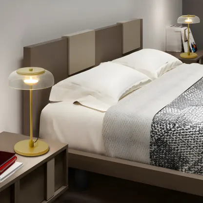 Simple Glass Dome Golden Table Lamp for Living Room Image - 13