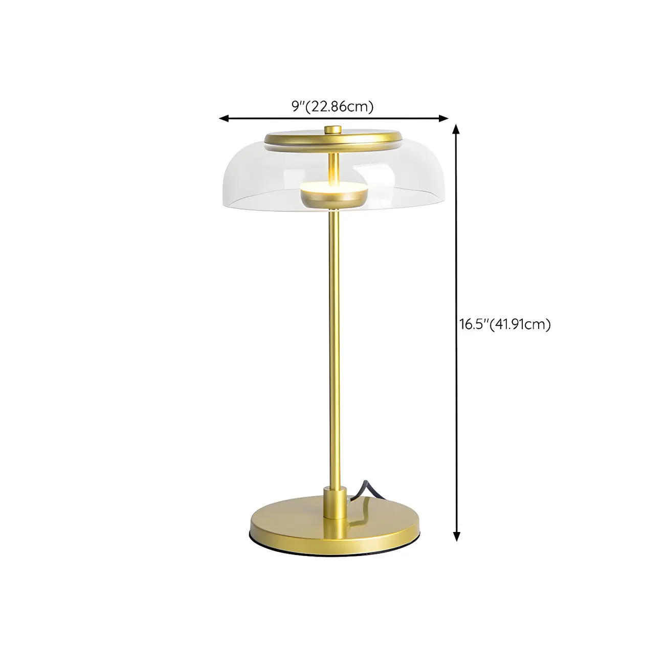 Simple Glass Dome Golden Table Lamp for Living Room #size | homeyfad