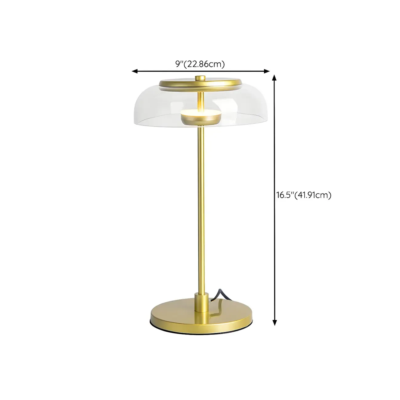 Simple Glass Dome Golden Table Lamp for Living Room #size