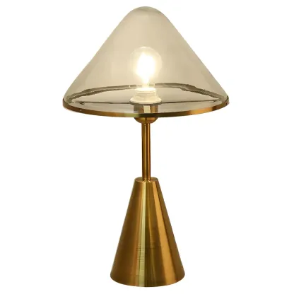 Modern Golden Desk Lamp Cone Glass Shade for Living Room Image - 5