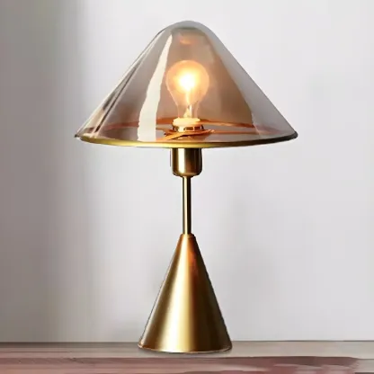 Modern Golden Desk Lamp Cone Glass Shade for Living Room Image - 7
