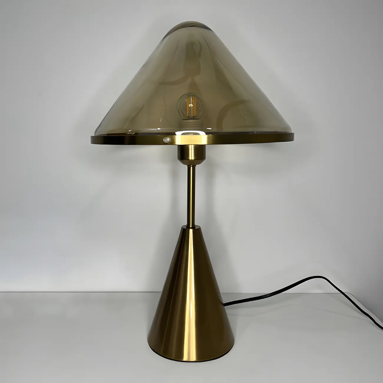 Modern Golden Desk Lamp Cone Glass Shade for Living Room Image - 8 | homeyfad