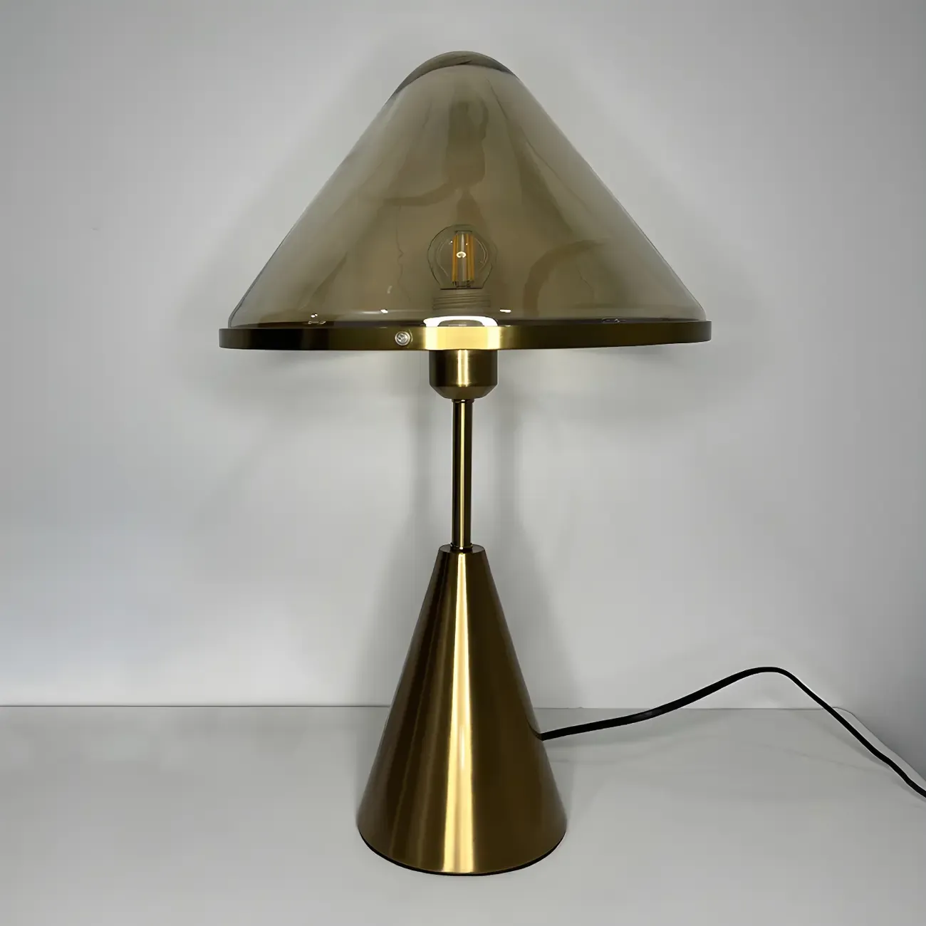 Modern Golden Desk Lamp Cone Glass Shade for Living Room Image - 8