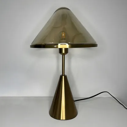 Modern Golden Desk Lamp Cone Glass Shade for Living Room Image - 8
