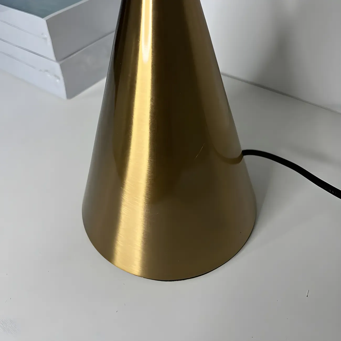Modern Golden Desk Lamp Cone Glass Shade for Living Room Image - 9