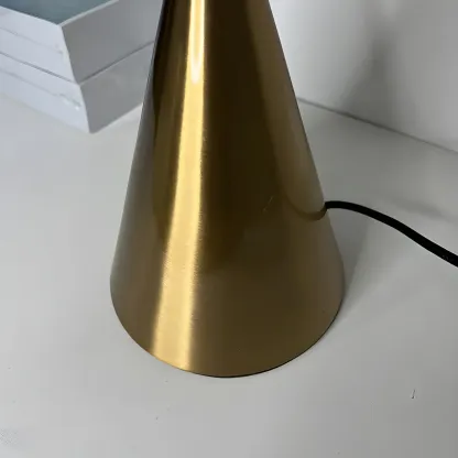 Modern Golden Desk Lamp Cone Glass Shade for Living Room Image - 9