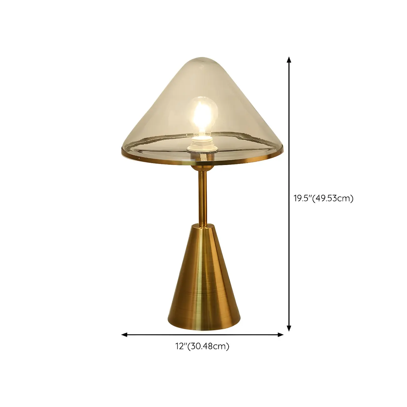 Modern Golden Desk Lamp Cone Glass Shade for Living Room #size | homeyfad