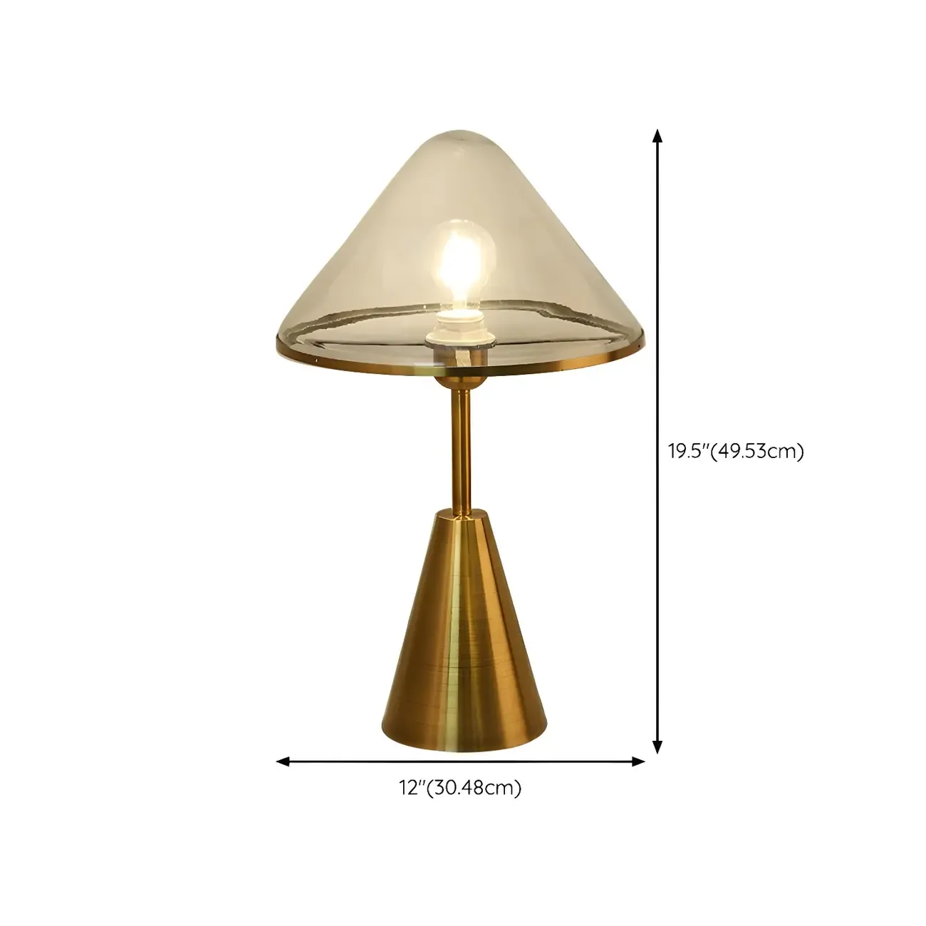 Modern Golden Desk Lamp Cone Glass Shade for Living Room #size