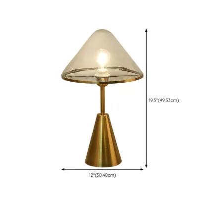 Modern Golden Desk Lamp Cone Glass Shade for Living Room #size