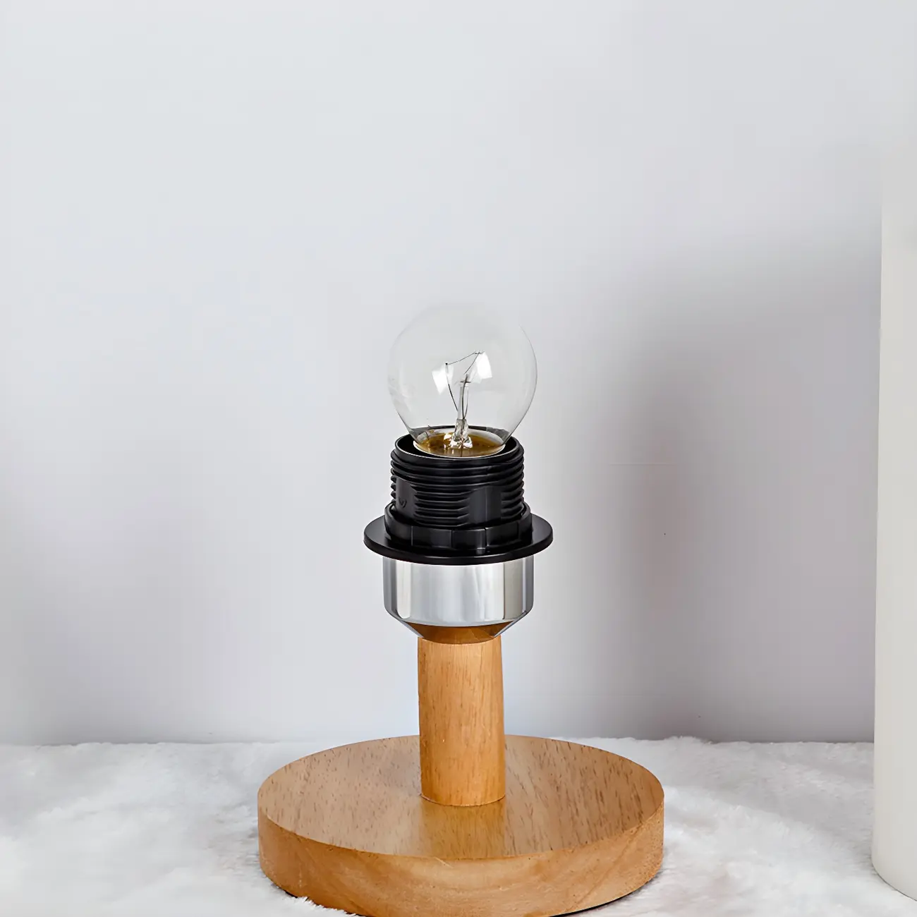 Rustic Round Wooden Table Lamp for Bedroom Image - 13 | homeyfad