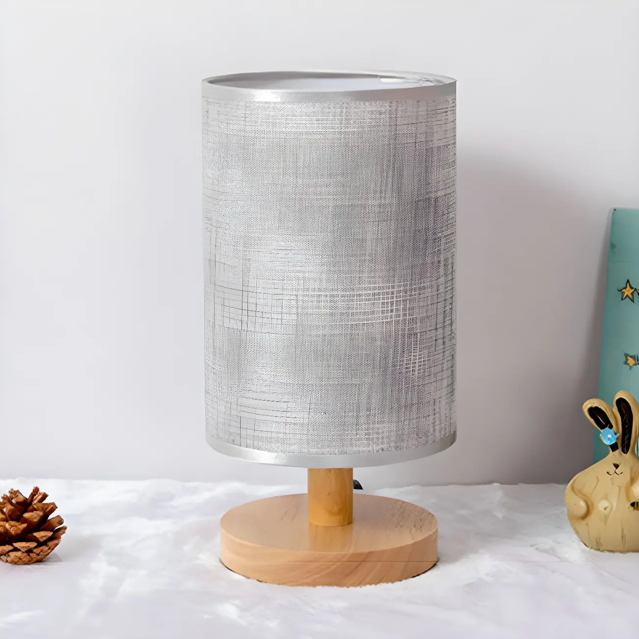 Rustic Round Wooden Table Lamp for Bedroom Image - 18 | homeyfad