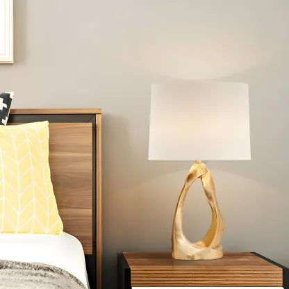 Modern Gold Base Desk Lamp Plug-In Electric for Bedroom Image - 2